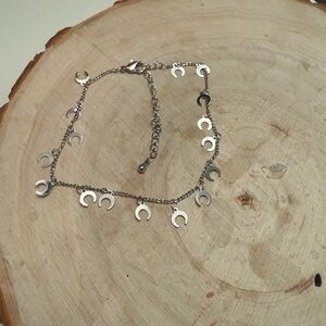 Silver plated Crescent‎ Charm anklet